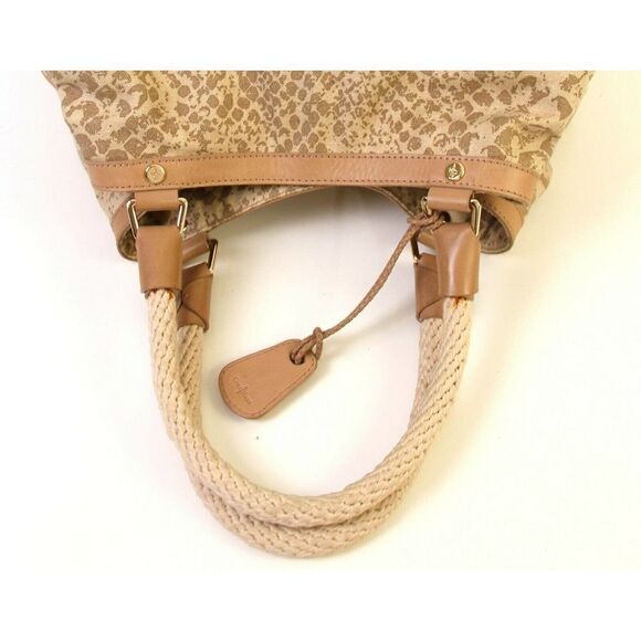 ROOMY Cole Haan MULTI BEIGE PRINT CANVAS LEATHER HOBO TOTE SHOULDER BAG HANDBAG - Picture 9 of 12